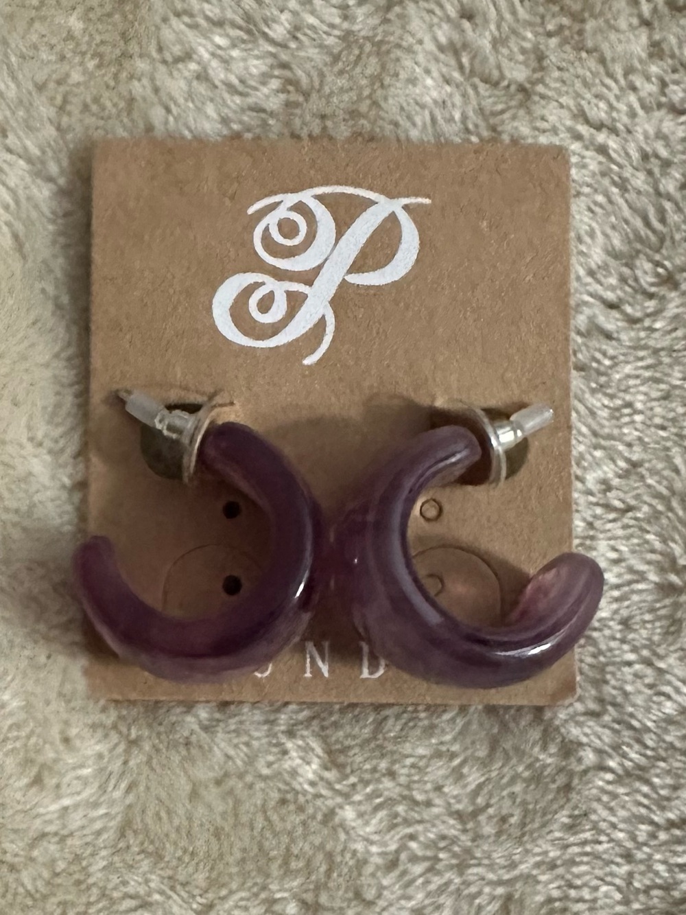 Plunder Purple Acrylic Half Hoop Stud Earrings